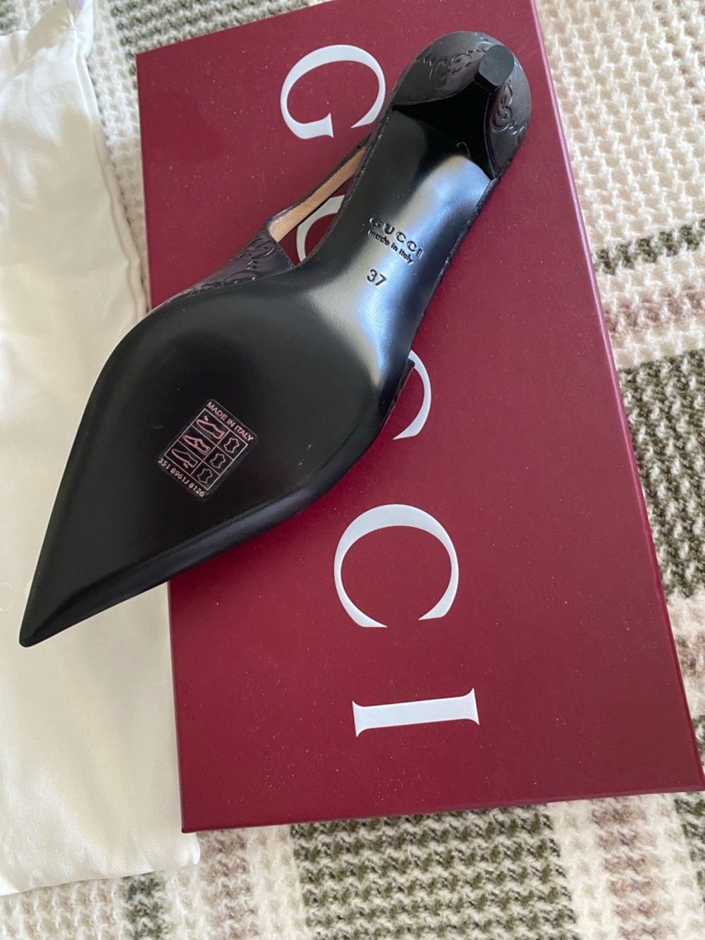 Gucci Black Patent Leather Horsebit Slingback Pointed Toe Mule - Picture 2 of 5